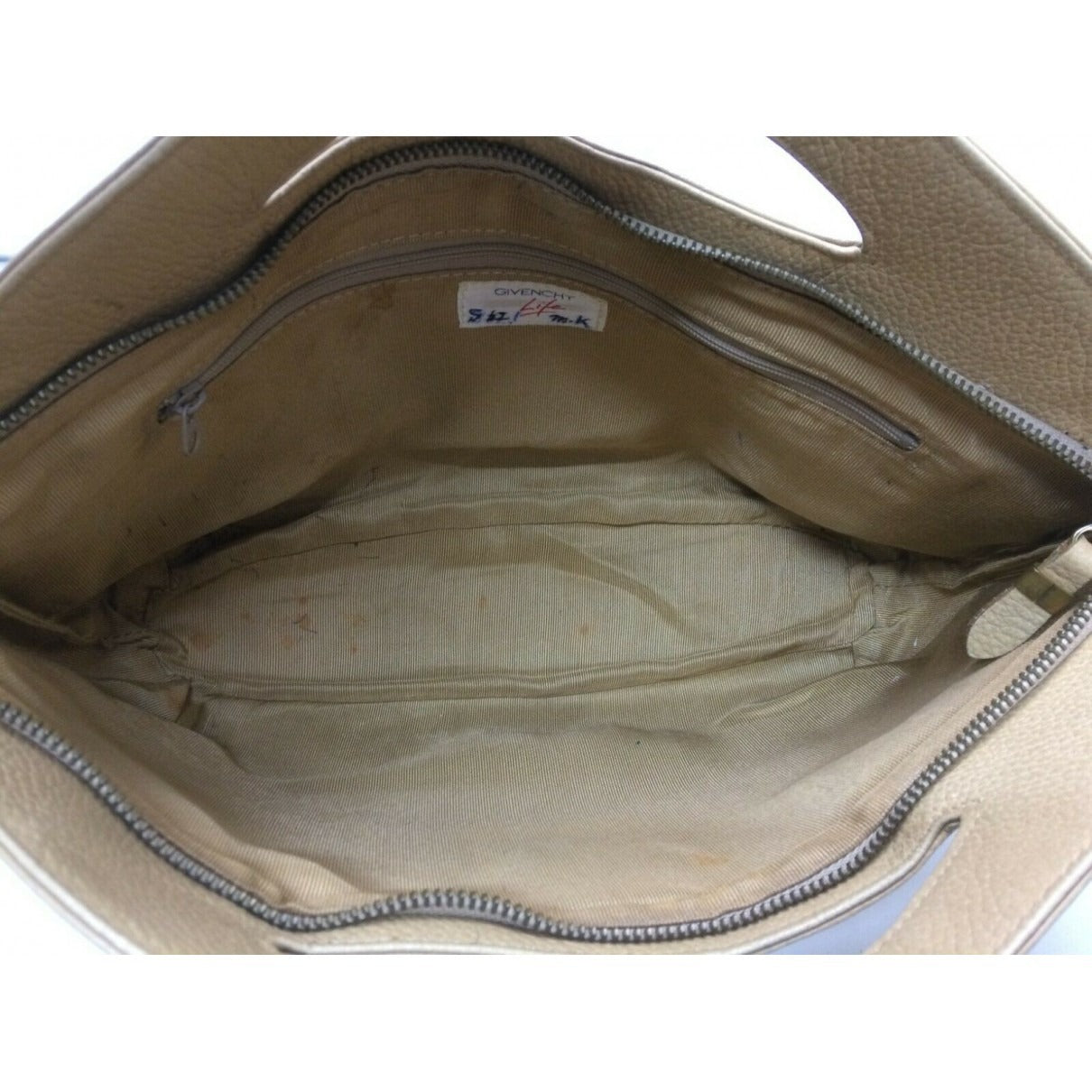 Vintage, Givenchy camel-coloured textured leather, large tote with a leather port hole/punch in the center of the top handle