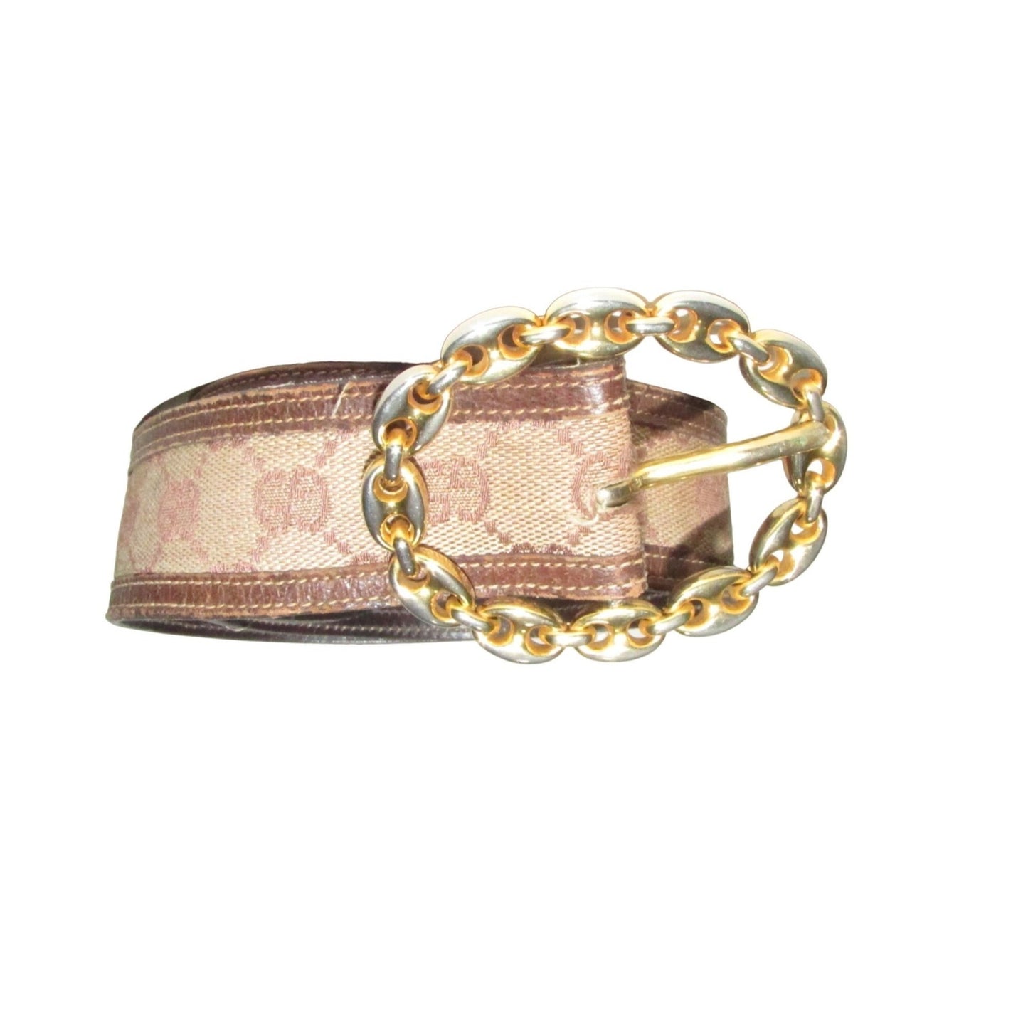 Early brown Guccissima leather belt w a gold Gucci link buckle