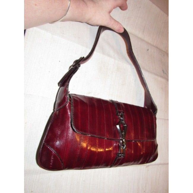 Tom Ford era Gucci Jackie Burgundy Eel Skin Leather Purse