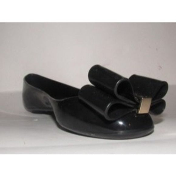 Kate Spade Black Patent Leather Flats w Exaggerated Bow