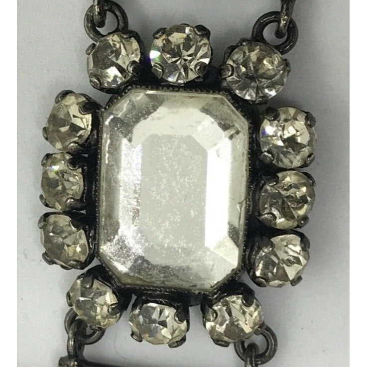 Vintage Gucci sterling silver chain belt with clear rhinestone crystals and a petite GG clasp/buckle