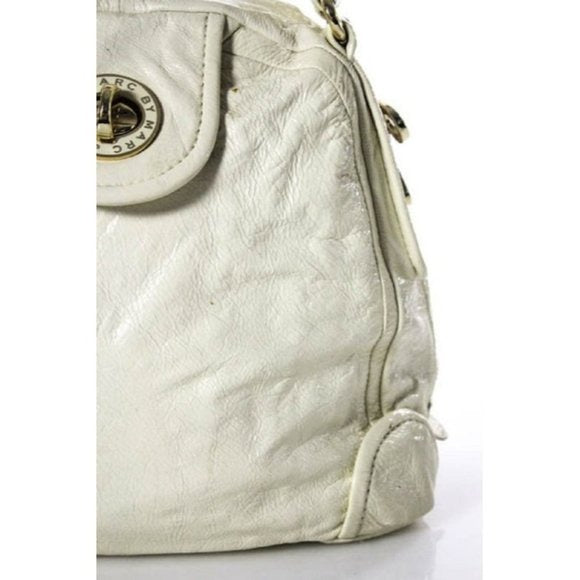 Marc by Marc Jacobs, ivory crinkled patent leather, extra large, satchel style, shoulder purse
