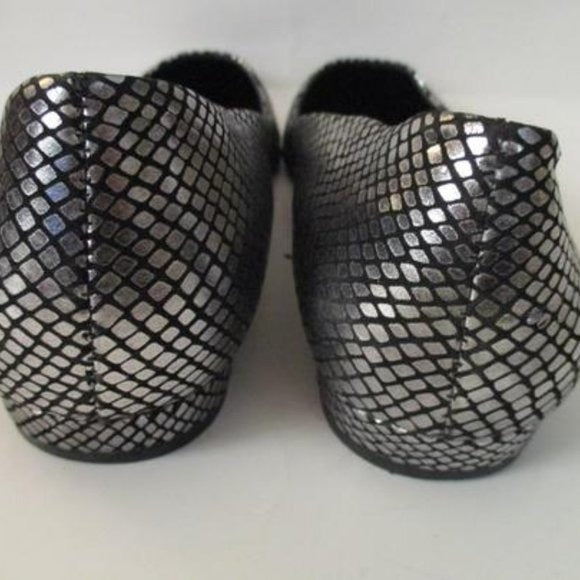 Naturalizer 'Lunar' Black Silver Almond Toe Ballet Flats