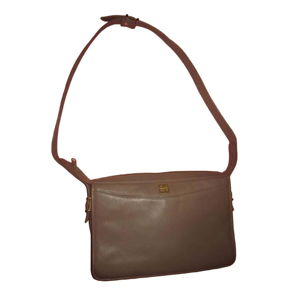 Unique vintage Givenchy taupe leather shoulder bag