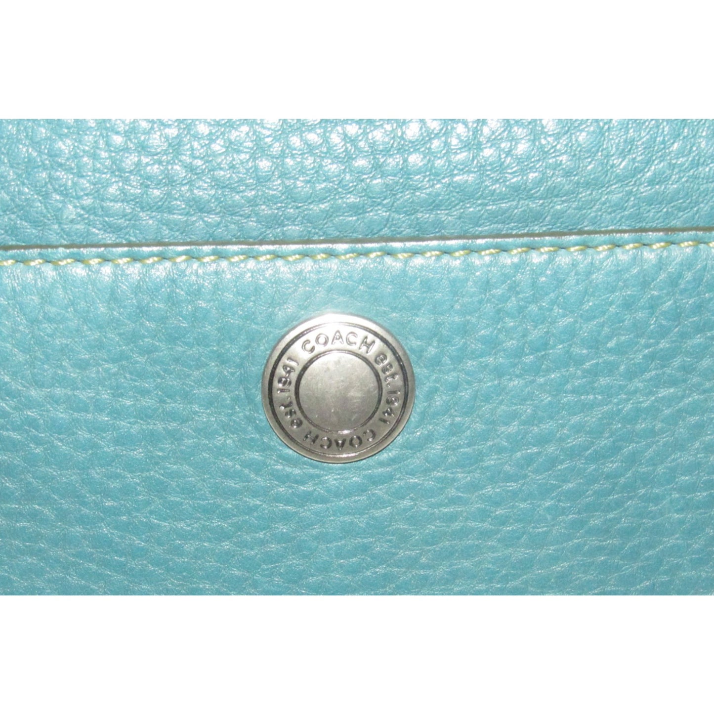 Coach, 'Chelsea' hobo, in a teal soft leather, hobo style purse with a brown, strap with unique chrome buckles