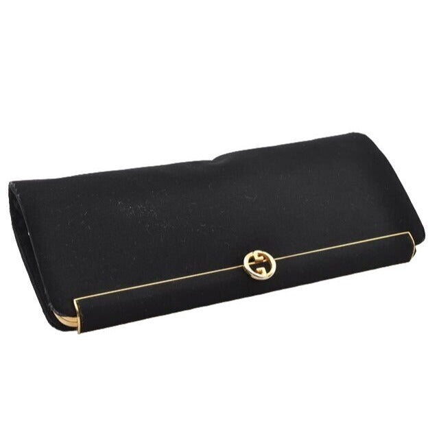 1960's Gucci mod black silk interlocking GG clutch purse