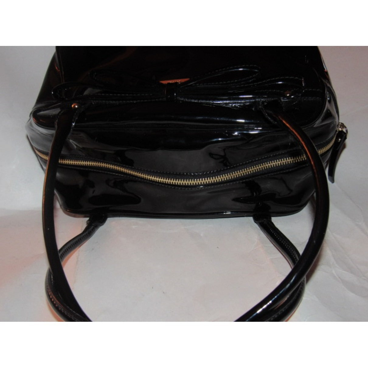 Kate Spade, unique, black patent leather, satchel style, boxy purse