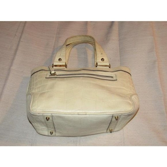 Dooney And Bourke Off White Crocodile Embossed Leather Satchel Tote
