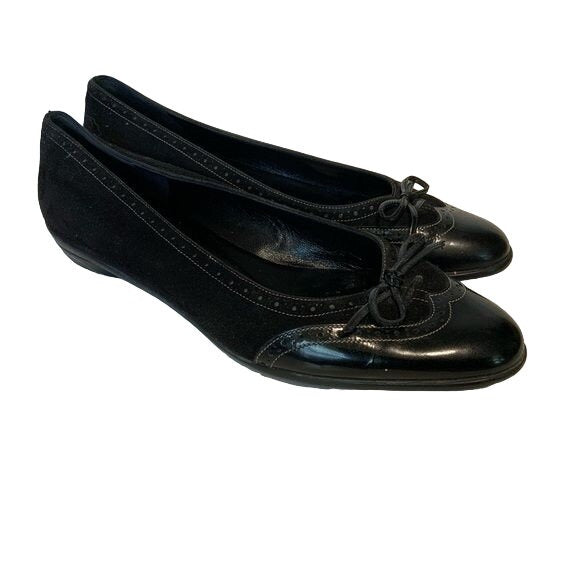 Salvatore Feraagamo Black Suede and Patent Ballet Flats