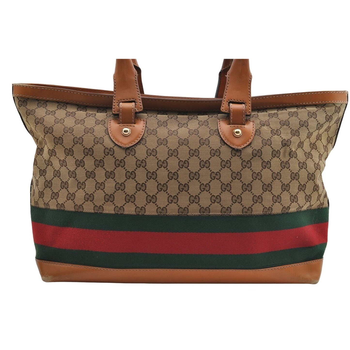 Gucci brown Guccissima Web Heritage XL Tote w red & green