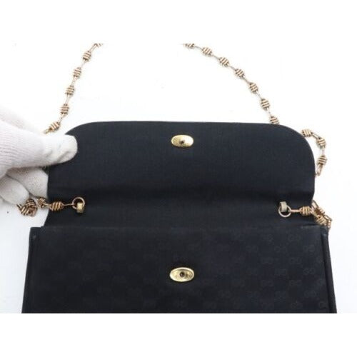 Gucci, black micro Guccissima print silk velvet over leather, two-way style bag with a removable unique link gold chain strap