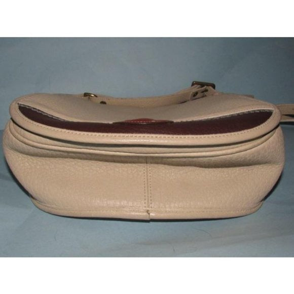 Dooney and Bourke Vintage Brown Ivory Saddle Bag