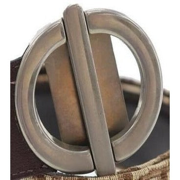 Dior Brown Trotter Print Leather Belt w Chrome Buckle