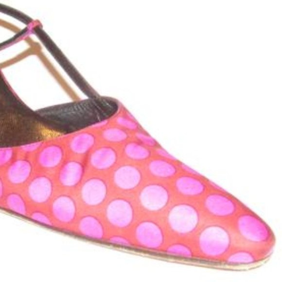 Kate Spade Fuchsia Polka Dots Over Brown Silk