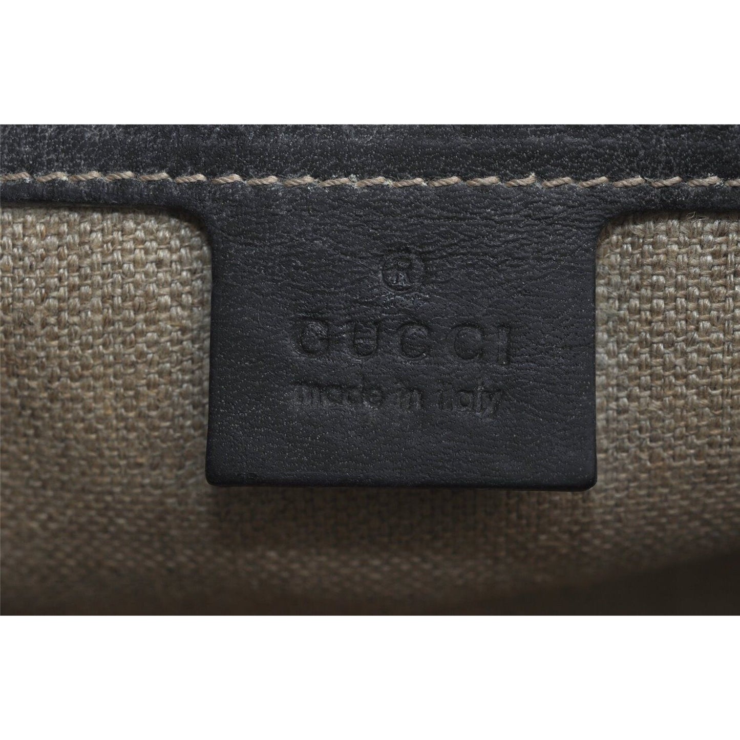 GUCCI black leather satchel w tonal stitching & rose gold accents