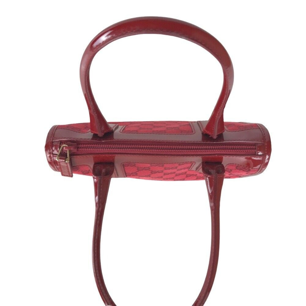 Gucci 1990's red Guccissima print Tom Ford leather satchel