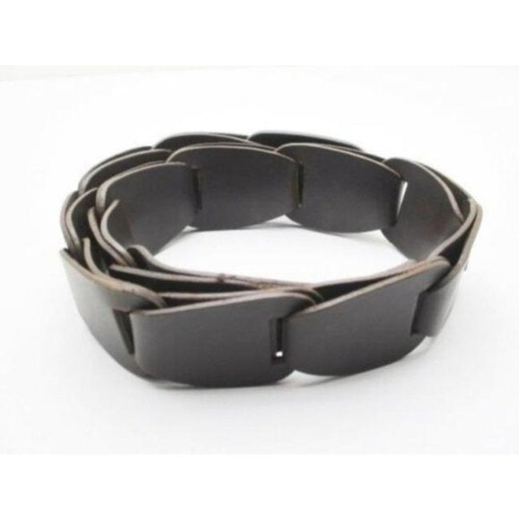 GUCCI Brown Leather Links Wood Bamboo Buckle