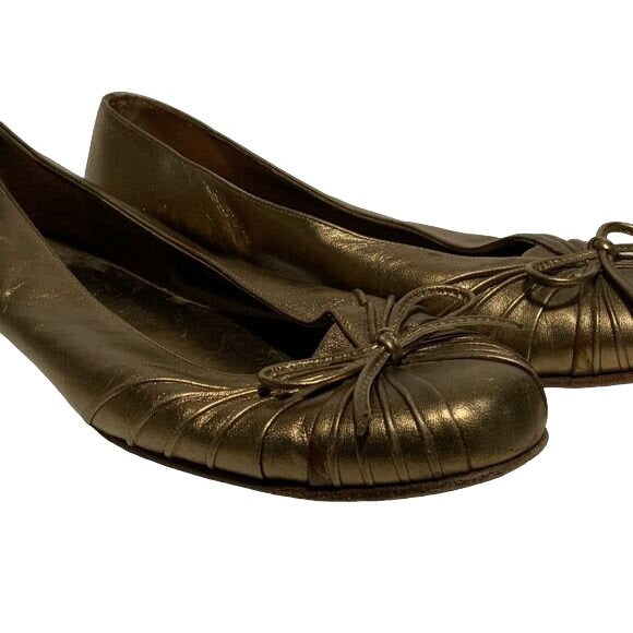 Salvatore Ferragamo Gold Metallic Ballet Flats