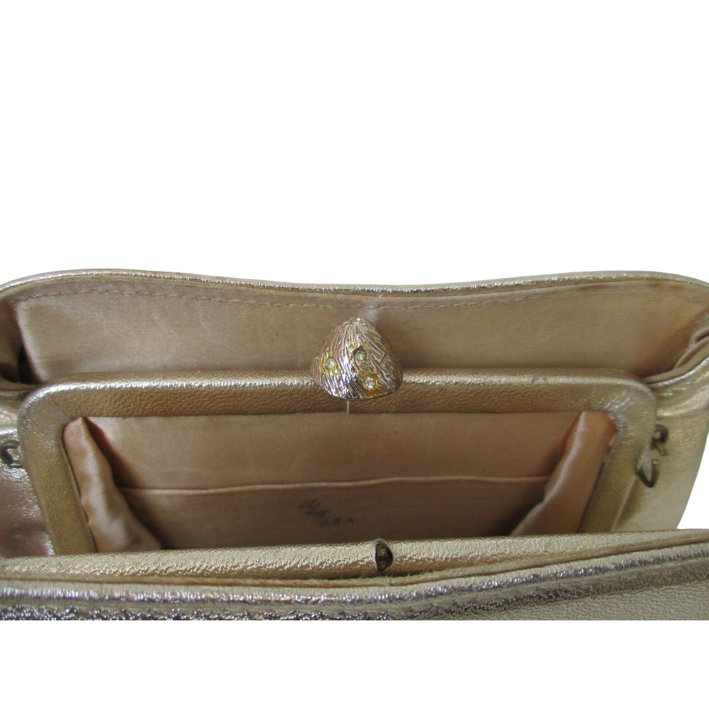 Mod Harry Levine Gold Leather Two-Way Bag w Chain Strap