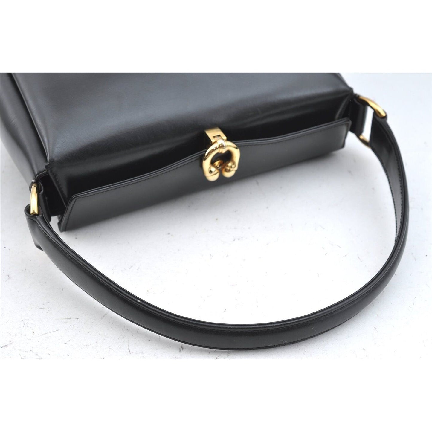 Tom Ford Gucci black leather Bamboo line two-way Kelly style bag
