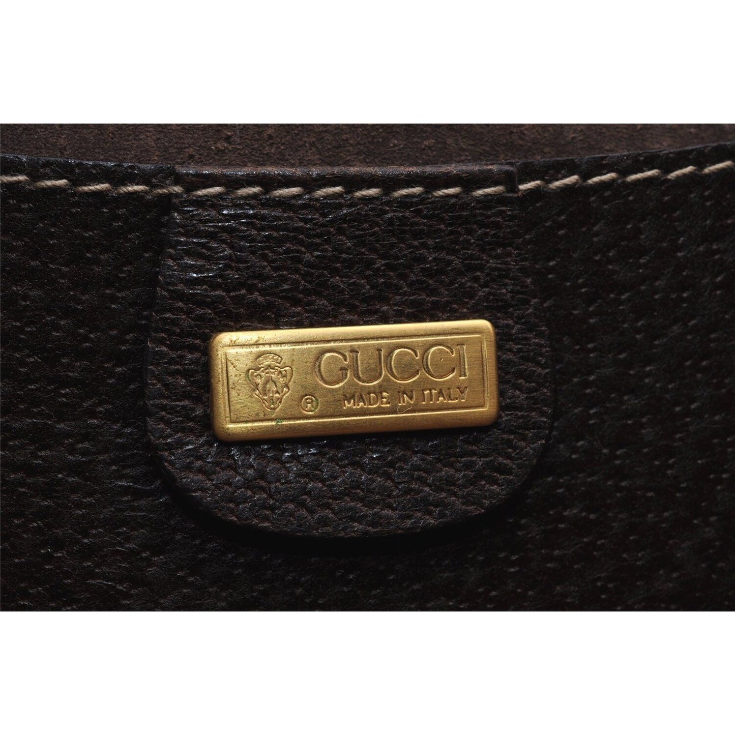 Vintage Gucci boarskin leather top handle Kelly style purse with bamboo look accents and carved wood handle