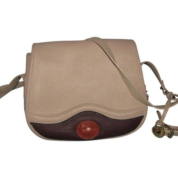 Dooney and Bourke Vintage Brown Ivory Saddle Bag