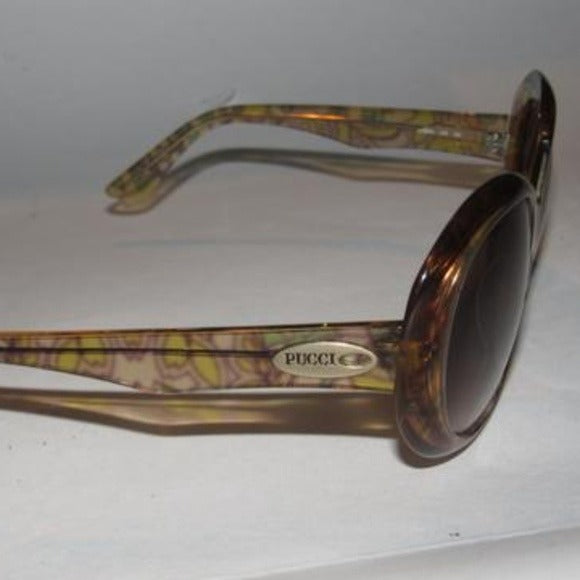 Emilio Pucci Marbleized Heavy Plastic Browns Green