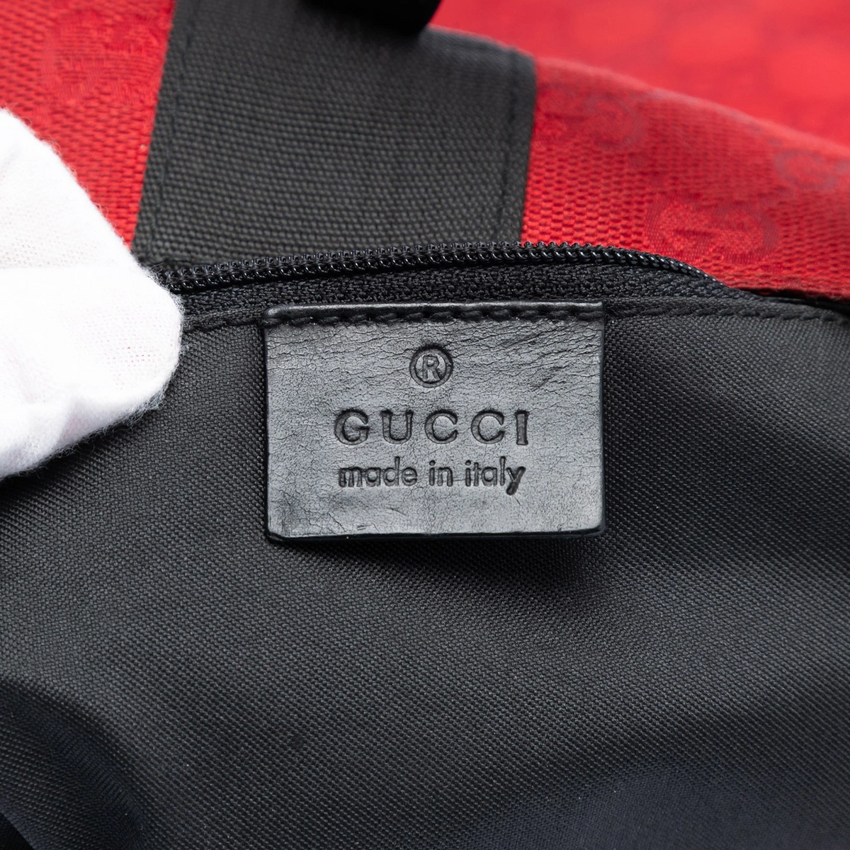 Gucci Tom Ford era red Guccissima print Jackie bag with a folder over top & Sherry stripe!
