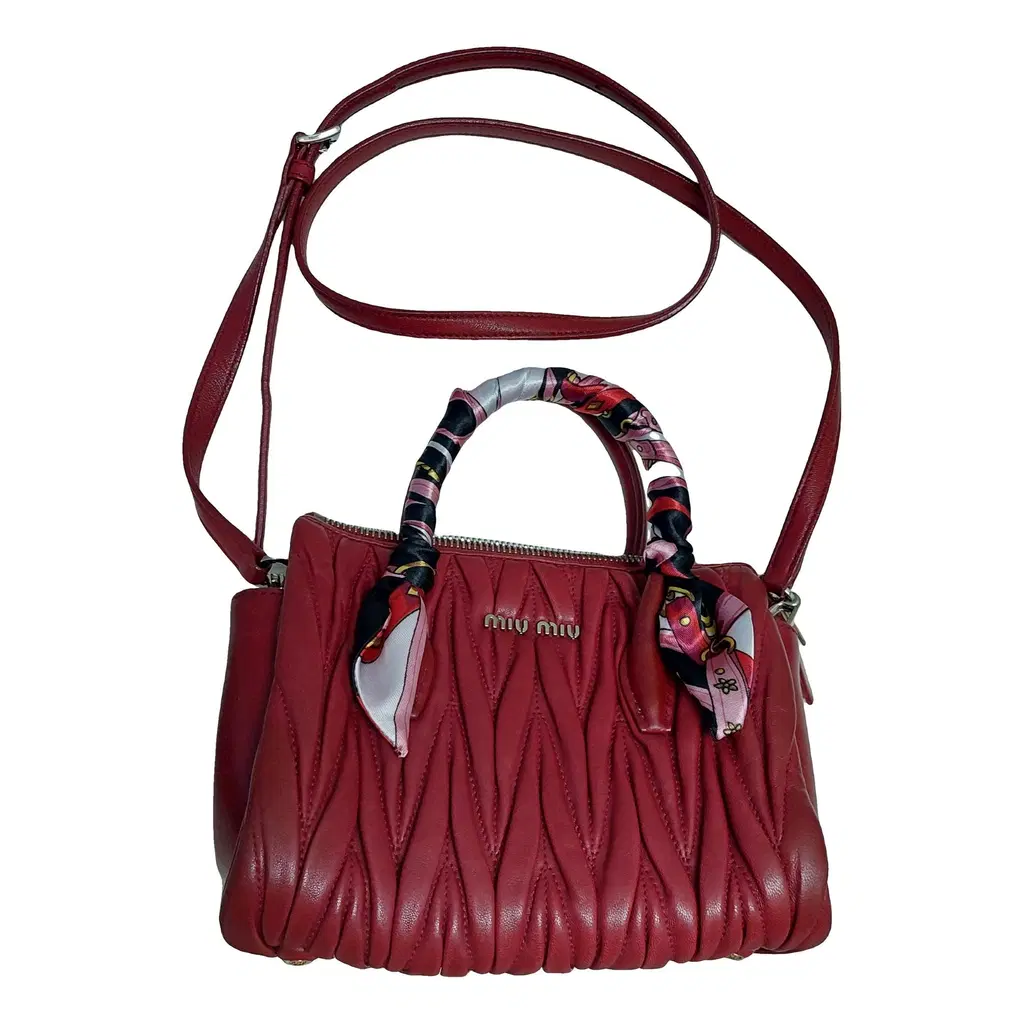 Miu Miu red matelassé leather two way mini satchel