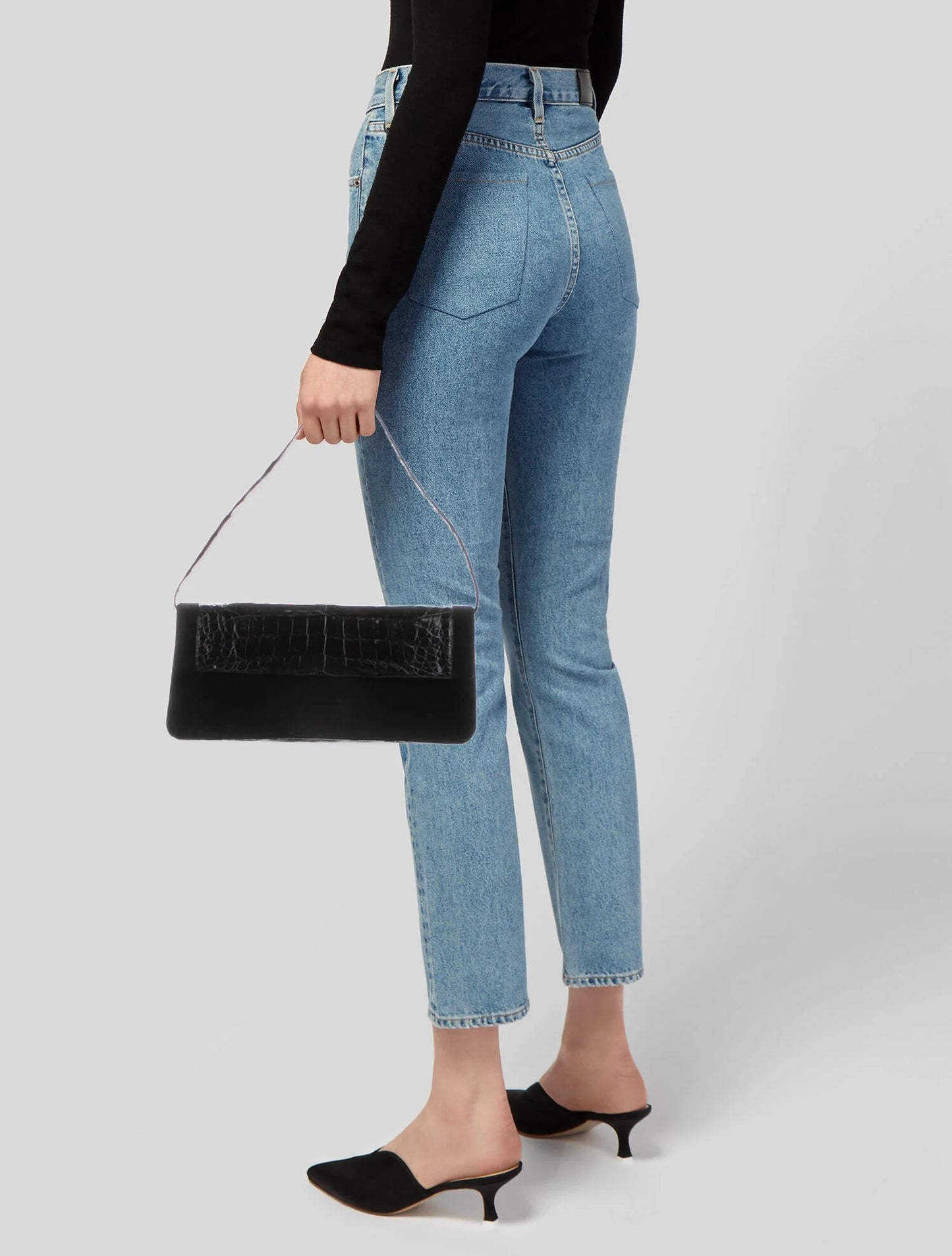 Nancy Gonzalez black crocodile leather shoulder bag