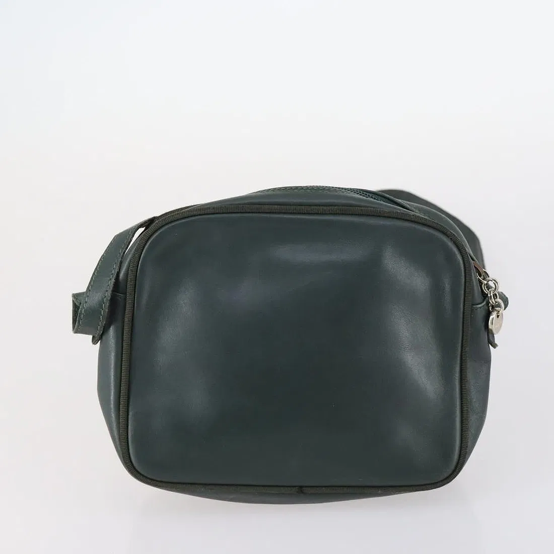 Ferragamo, forest green leather, cross body or shoulder bag with a gold Vara accent!
