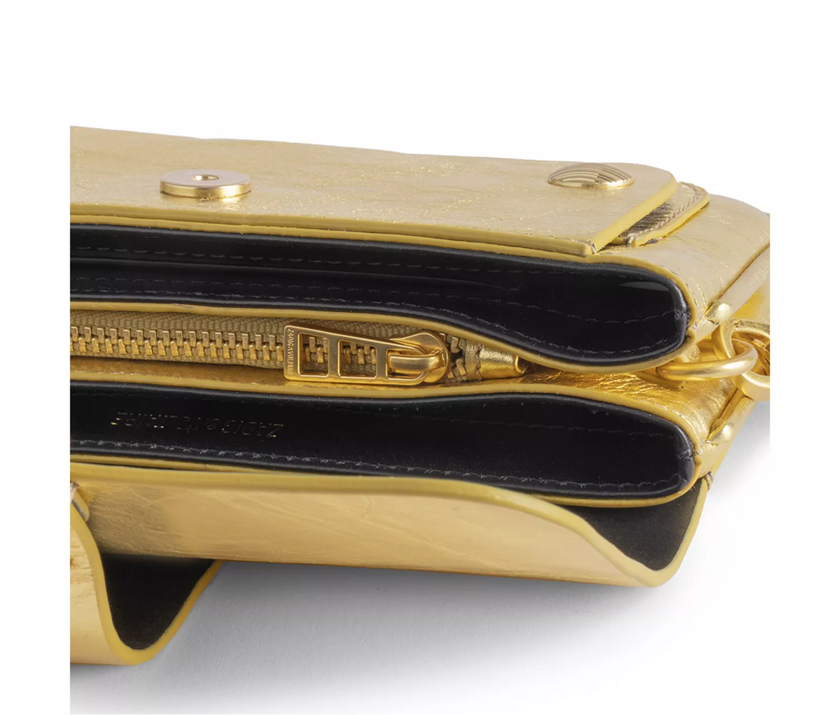 Zadig & Voltaire NWT Kate Vintage Metallic Gold Leather Wallet Two-way Bag