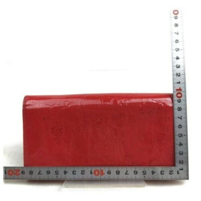 Dior Trotter Print Red Embossed Leather Wallet