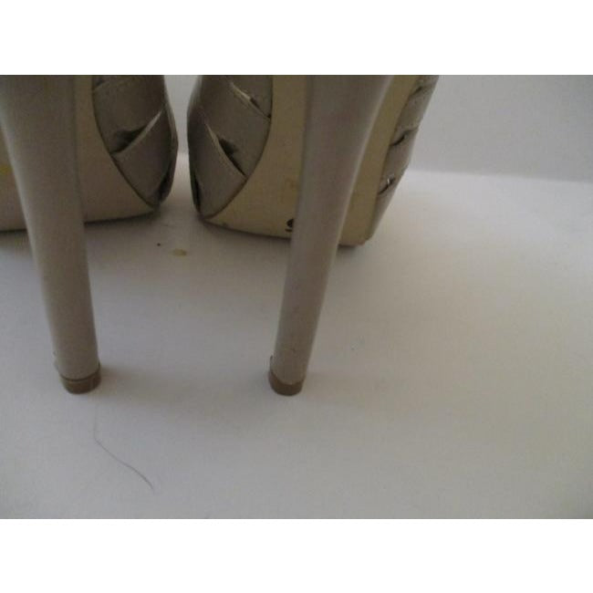 Joey O Beige Nude Peep Toe Stiletto Slingback Sandals Size Us