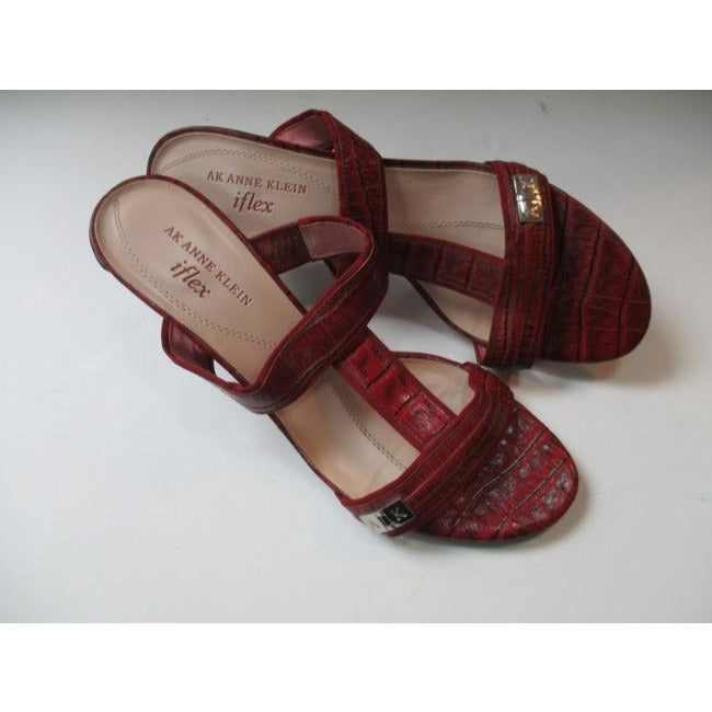 Ak Anne Klein Red Charley Iflex Brick Croc Slip On Open Sandals Size Us
