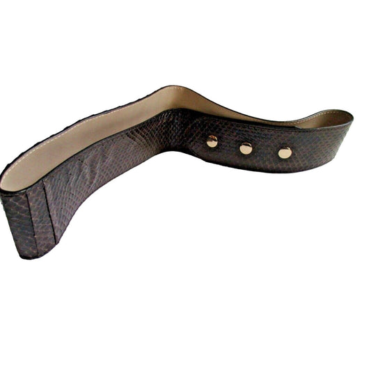 Chic Diane Von Furstenberg Dark Brown Snakeskin Pattern Snap Cumberband Belt