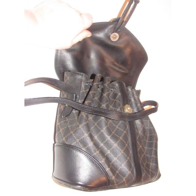 Bally Vintage Pursesdesigner Purses Brown And Black Logo Print Coated Canvas Leather Cross Body Bag