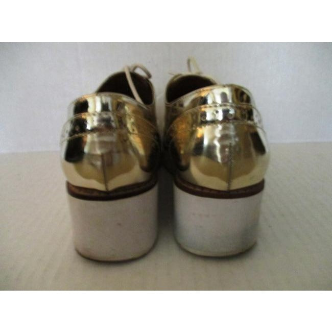 Aldo Gold Metallic Oxford Lace Up Flats Sneakers Size Us