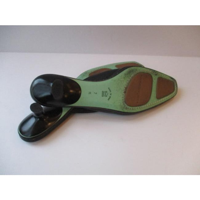 Donald J Pliner Black Green Kitten Heel Mulesslides Size Us