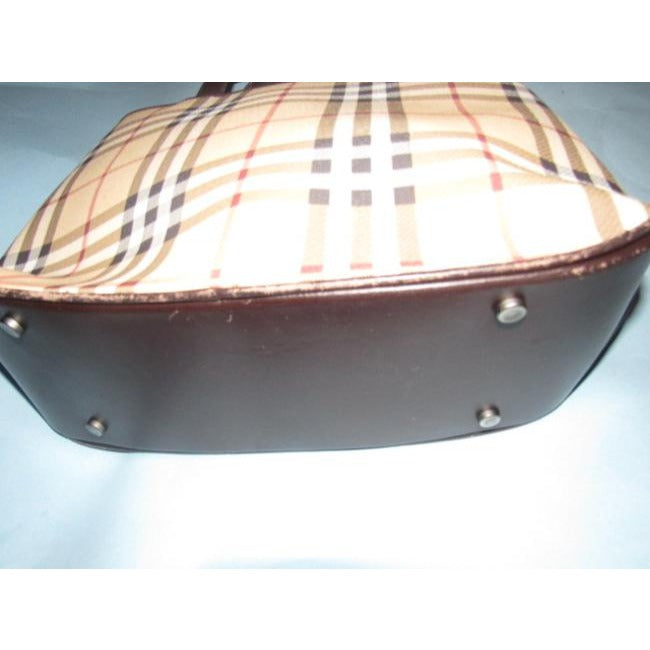 Burberry Nova Check Plaid Canvas & Leather Satchel