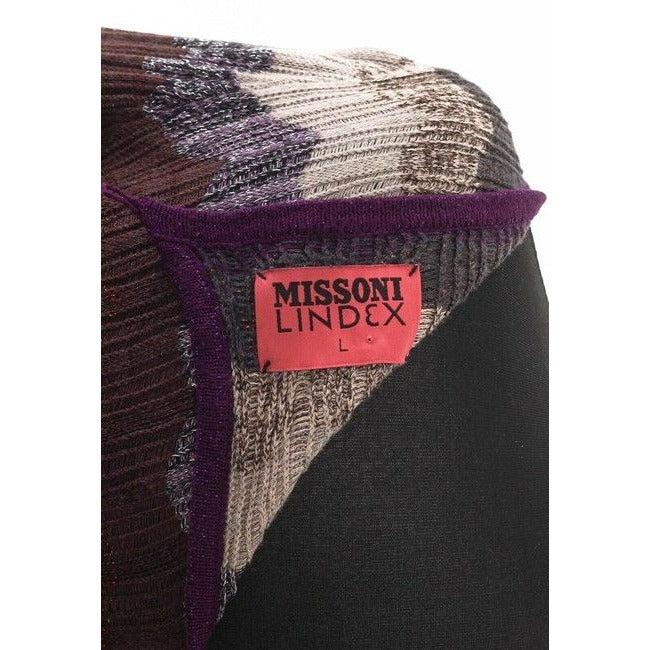 M Missoni Brown Pink Grey Wine Plum Chevron Print Sweater Mid Length Short Casual Dress