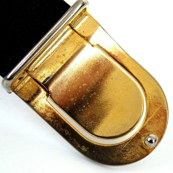 Burberry Brown Leather Belt with a Nova Check Plaid Enamel Buckle