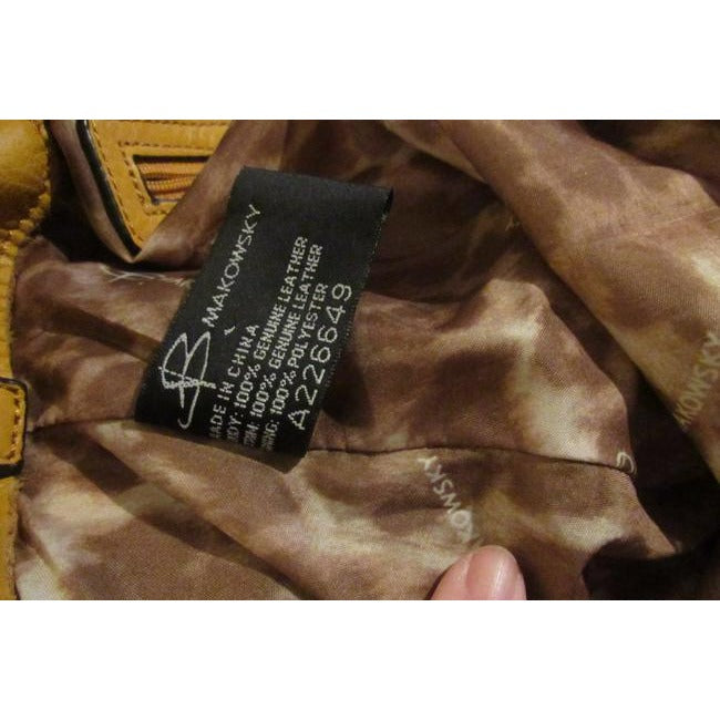 B Makowsky Orange Textured And Smooth Leather With Muted Gold Accents Satchel