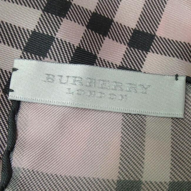 Burberry Pink Black Nova Check Plaid Print Silk Scarf