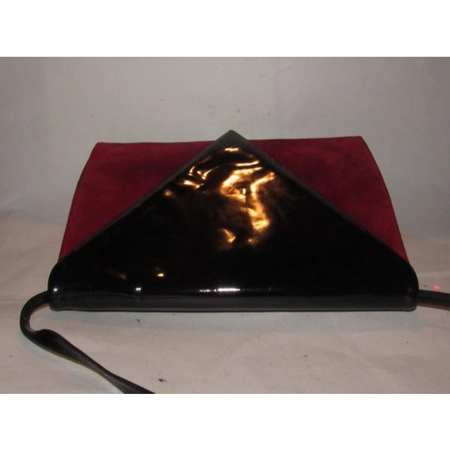 Bally Vintage Pursesdesigner Purses Red Suede And Black Patent Leather Shoulder Bag