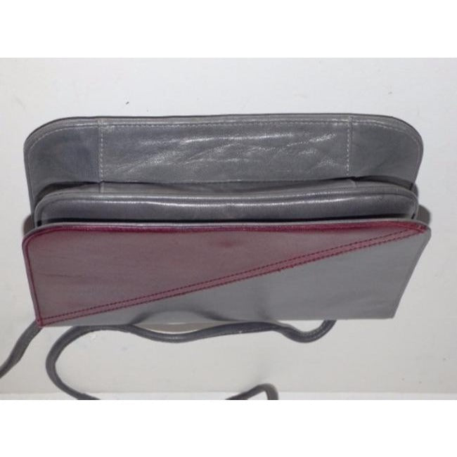 Bally Vintage Pursesdesigner Purses Grey And Burgundy Leather Shoulder Bag