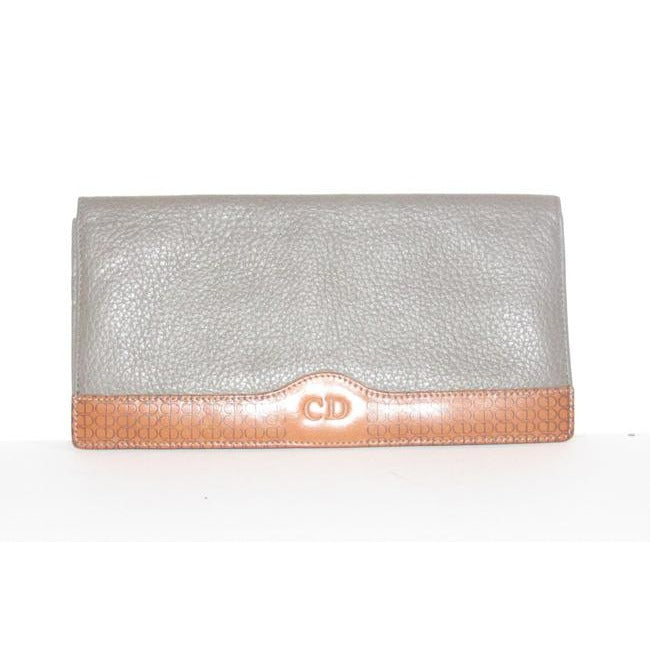 Dior Sage Cd Camel Leather Xl Christian Bi Fold Style Wallet