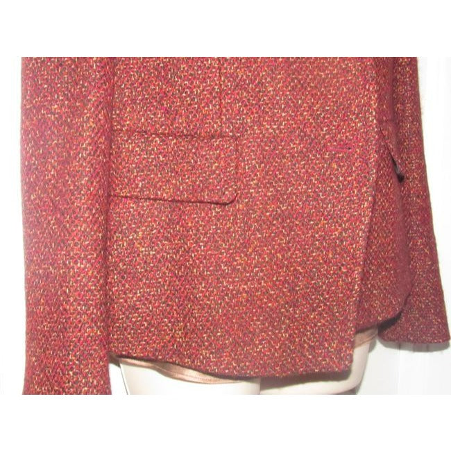 Max Mara Burgundy Tweed With Browns And Yellows Blazer