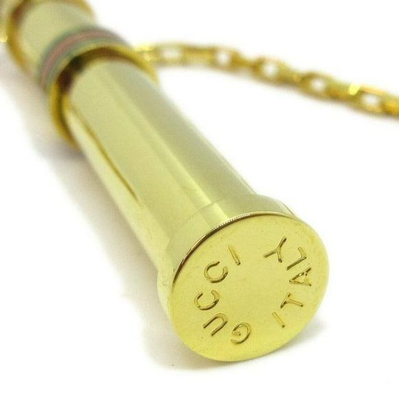 Gucci Gold Perfume Vial Pendant Striped Enamel
