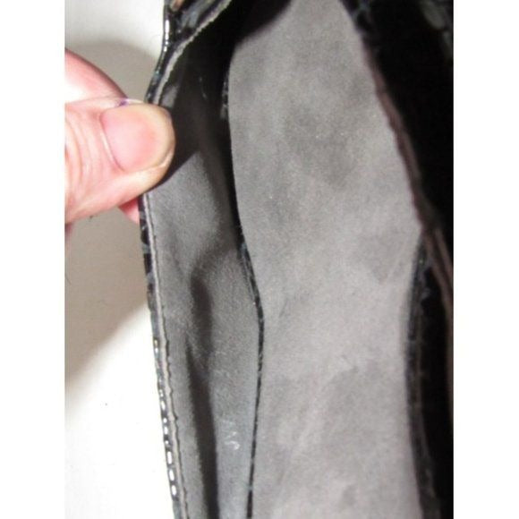 Stuart Weitzman Black Embossed Patent Snakeskin Wdges